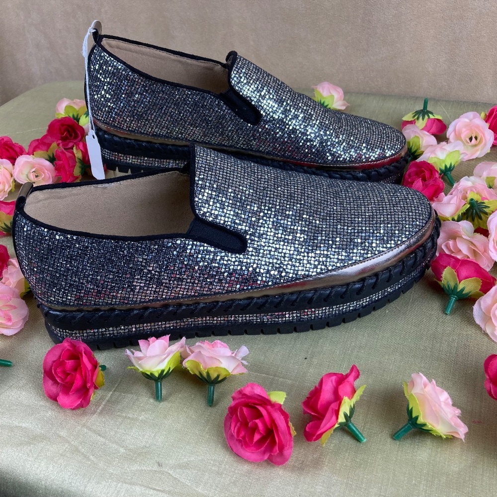 Jolimall Glitter Slip on Sneakers Sz 9 NWOT - Picture 3 of 13